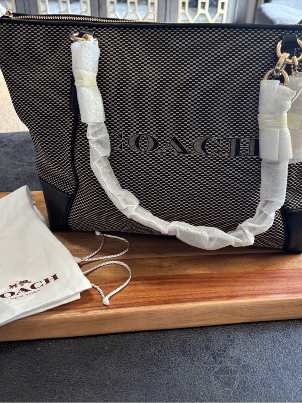 NEW WITH TAGS!!Coach Black and White Woven Tote